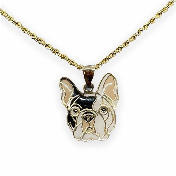 10KT Gold Frenchie Charm Rope Chain